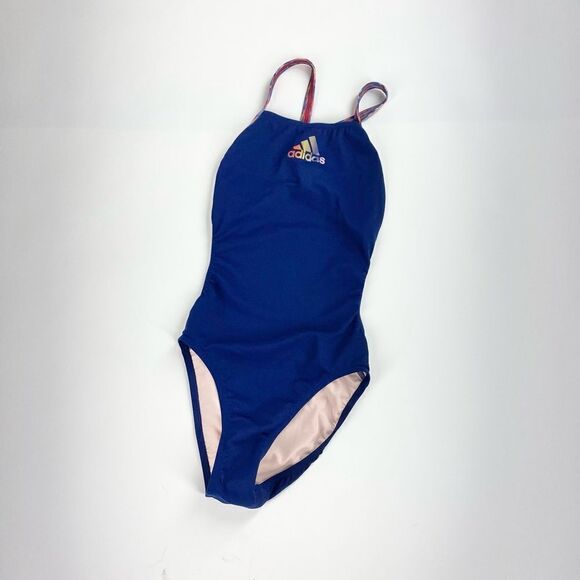 Adidas blue one piece swimsuit with open back 22” - Picture 1 of 9